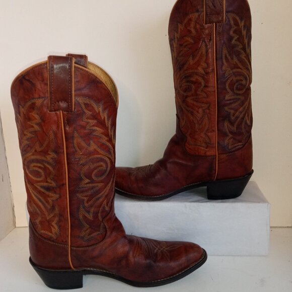 JUSTIN Ladies Sz 7.5B L4562 Chestnut Marbled Leather Deerlite Western Dress Boot - Picture 7 of 15